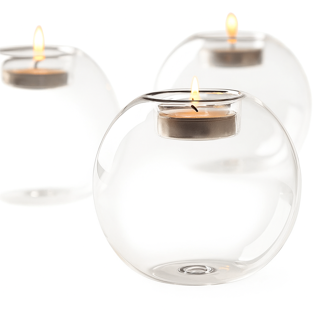 European Crystal Glass Candle Holder 2Pcs