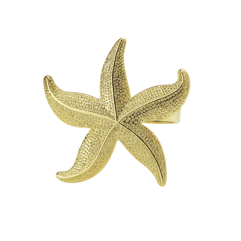 Gold Starfish Napkin Rings 12Pcs
