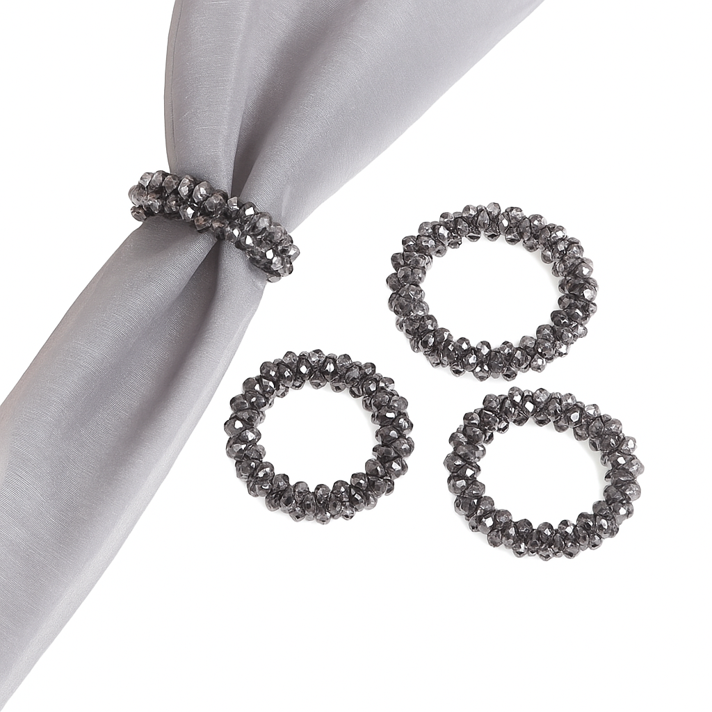 Crystal Beaded Napkin Rings 12Pcs