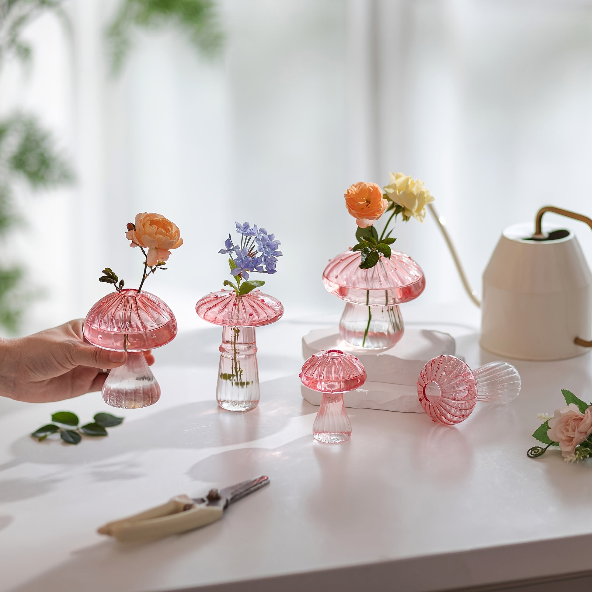 Mushroom Pink Gradient Vase Set 10 Pcs