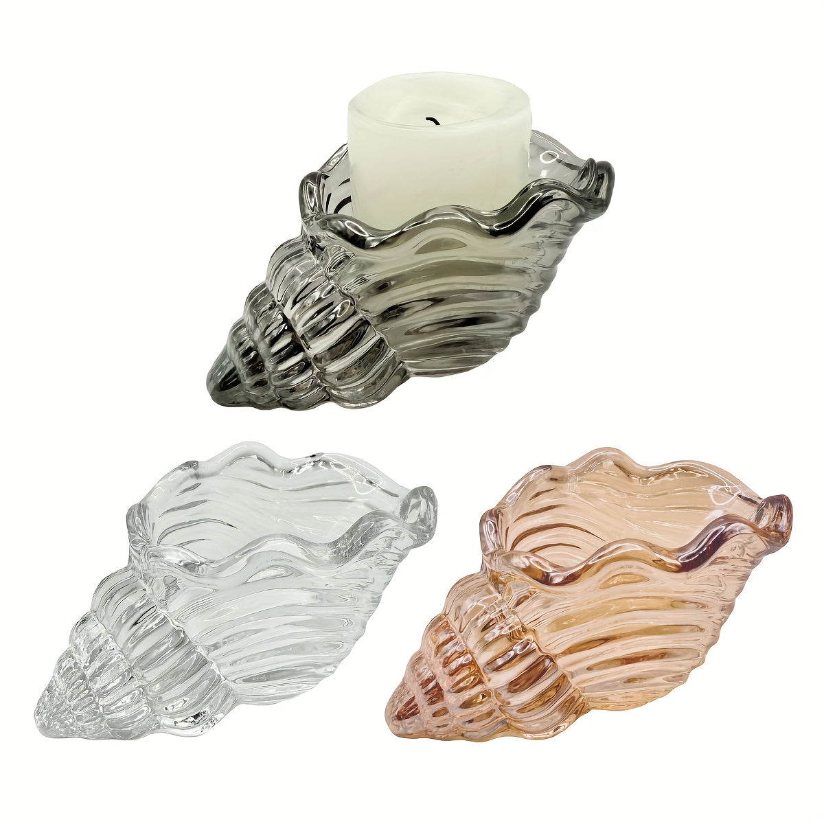 Seashell-Shaped Glass Candle Holder