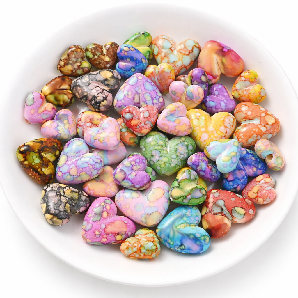 Heart Shaped Acrylic Faux Gemstones 60Pcs