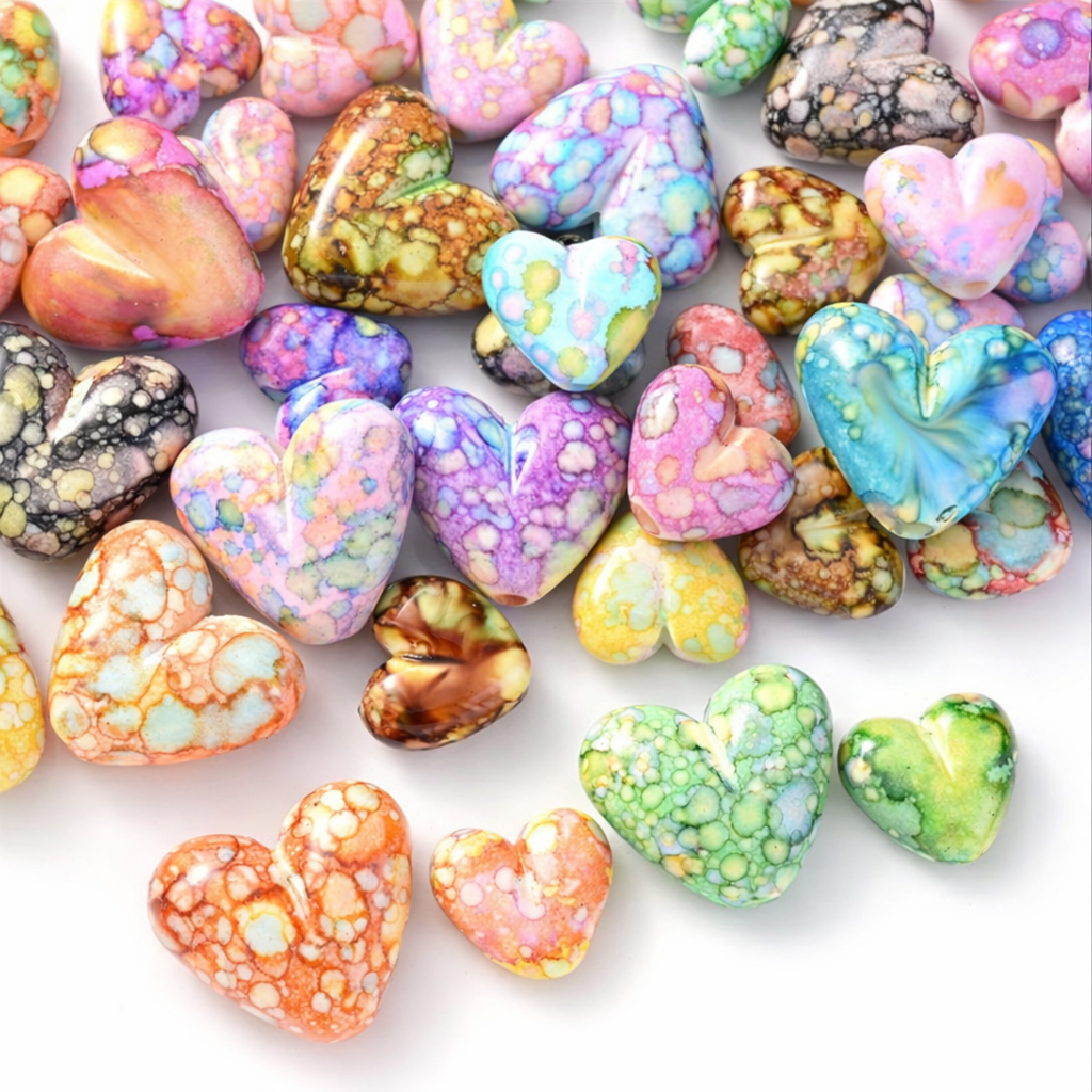 Heart Shaped Acrylic Faux Gemstones 60Pcs