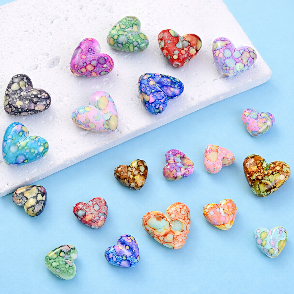 Heart Shaped Acrylic Faux Gemstones 60Pcs