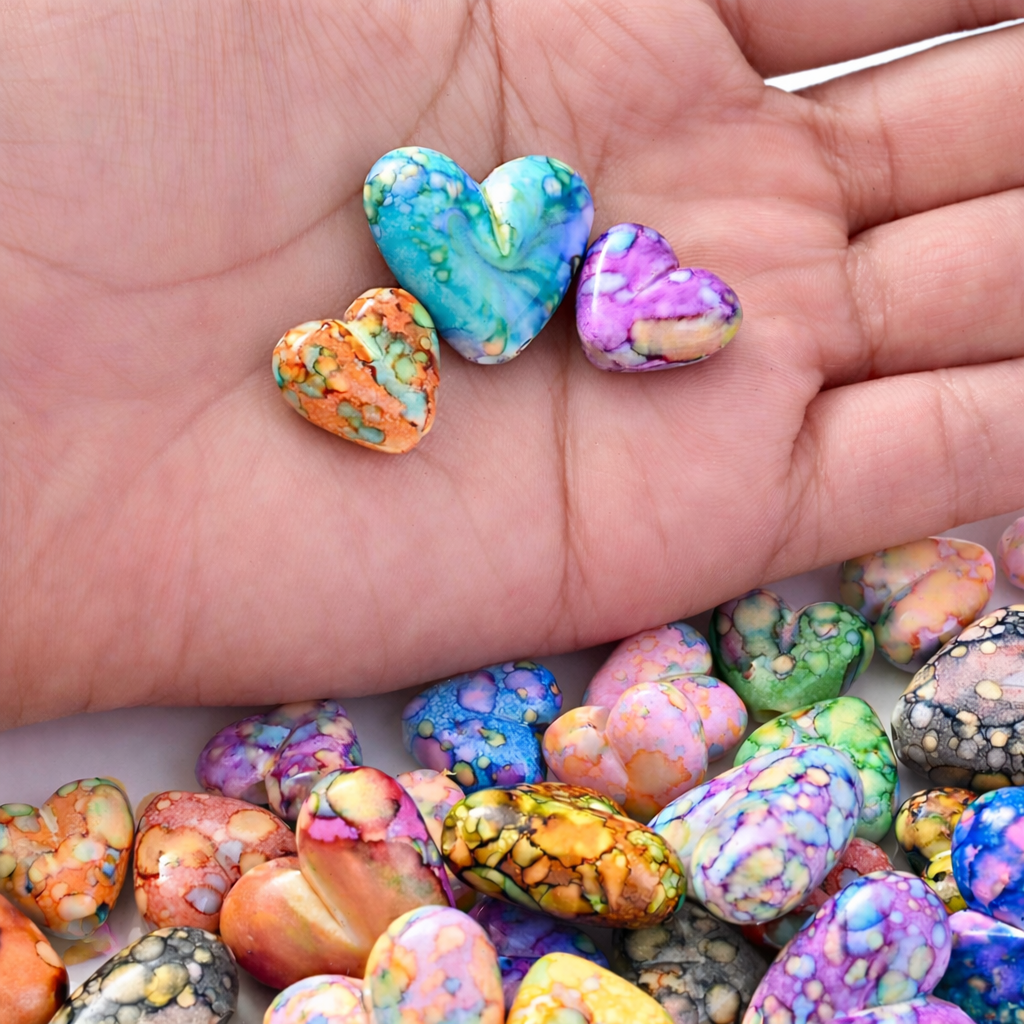 Heart Shaped Acrylic Faux Gemstones 60Pcs