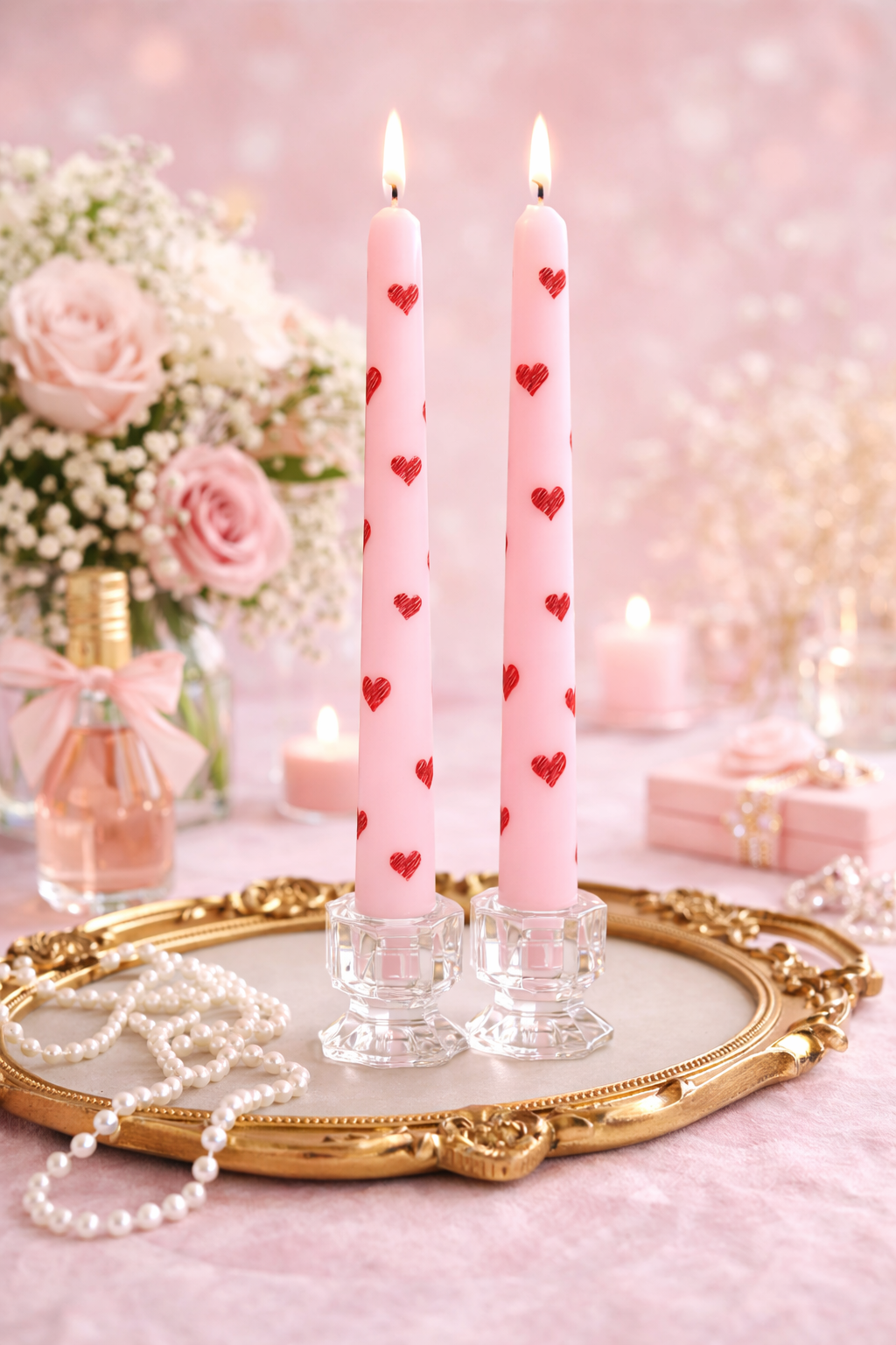 Colored Sticker-Printed Taper Candles set 2Pcs