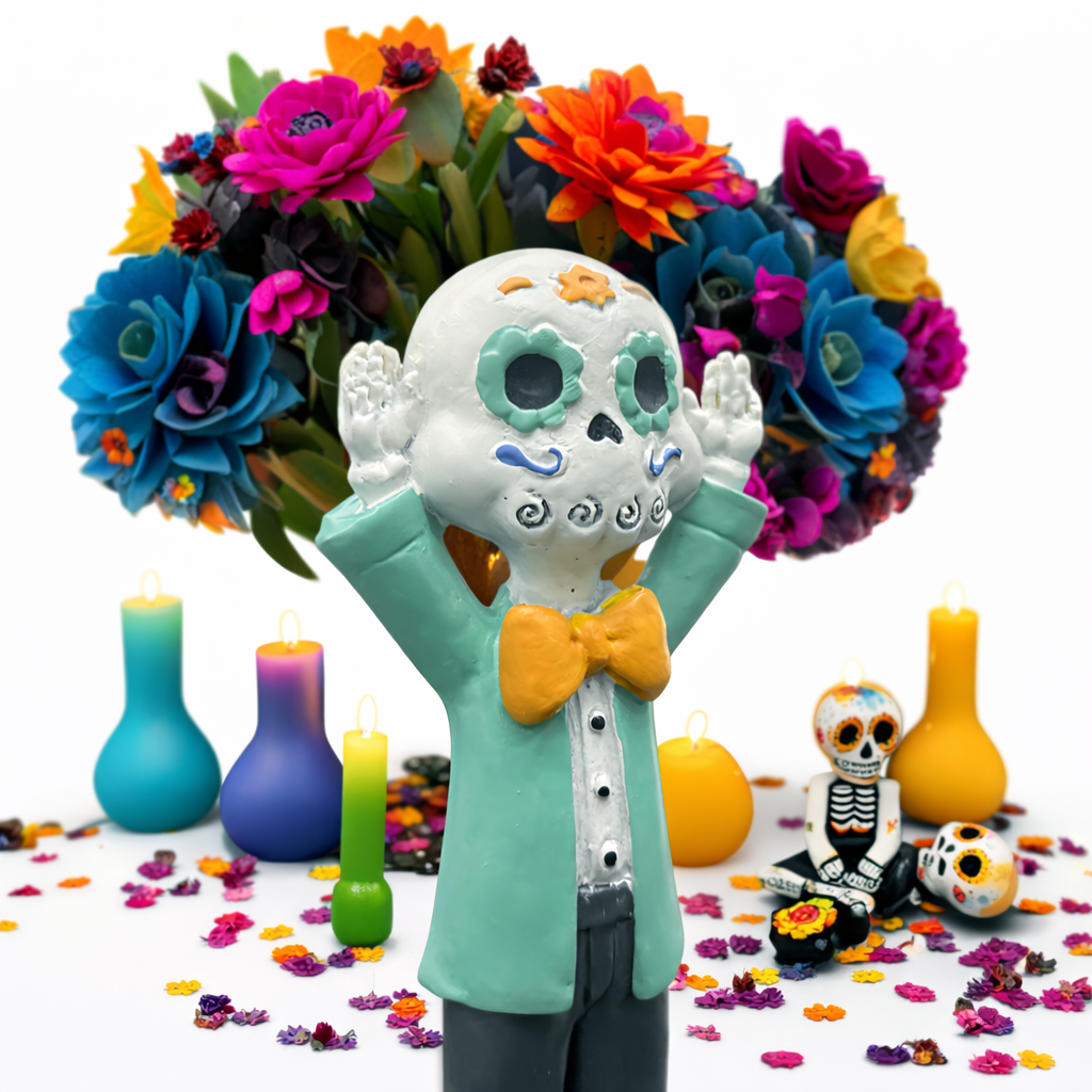 Dia de Los Muertos Skeleton Couple Statue 2Pcs