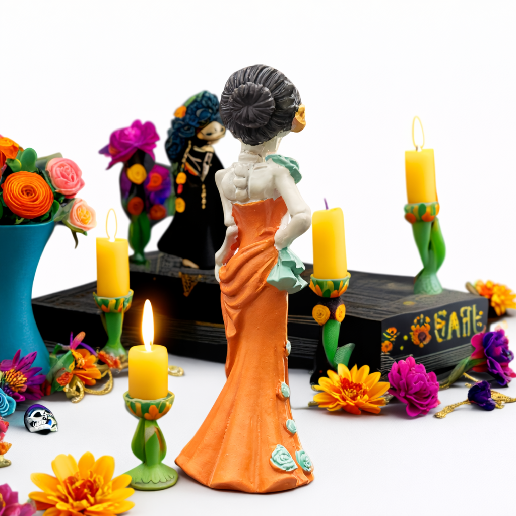 Dia de Los Muertos Skeleton Couple Statue 2Pcs