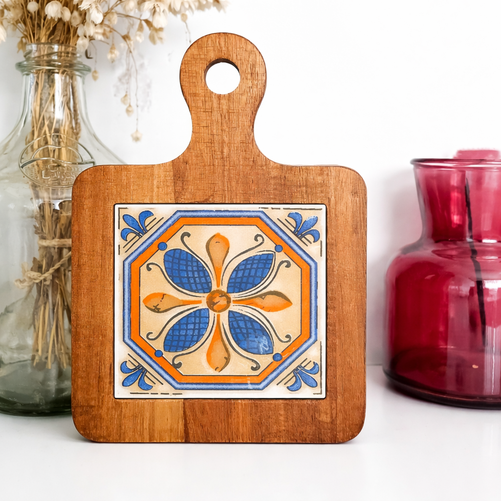 Vintage Floral Wooden Trivets 4Pcs