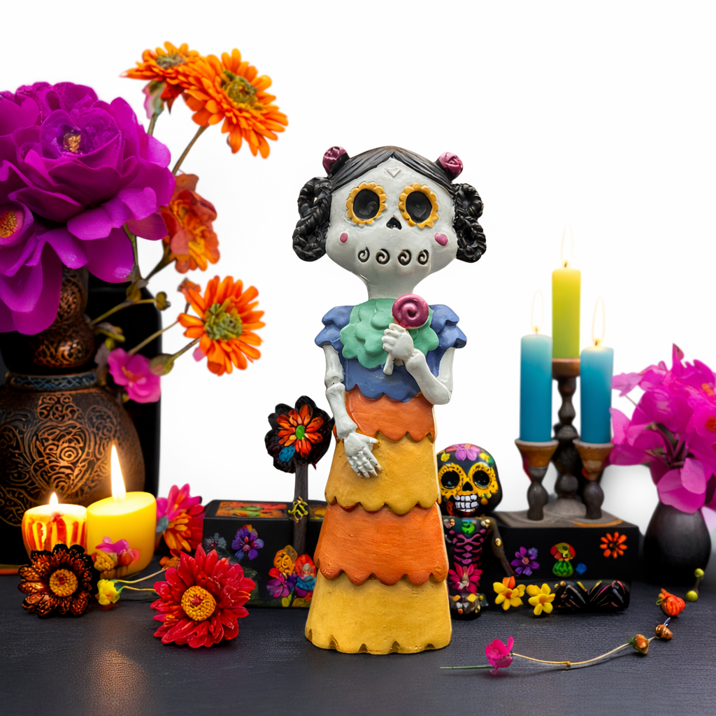 Dia de Los Muertos Skeleton Couple Statue 2Pcs