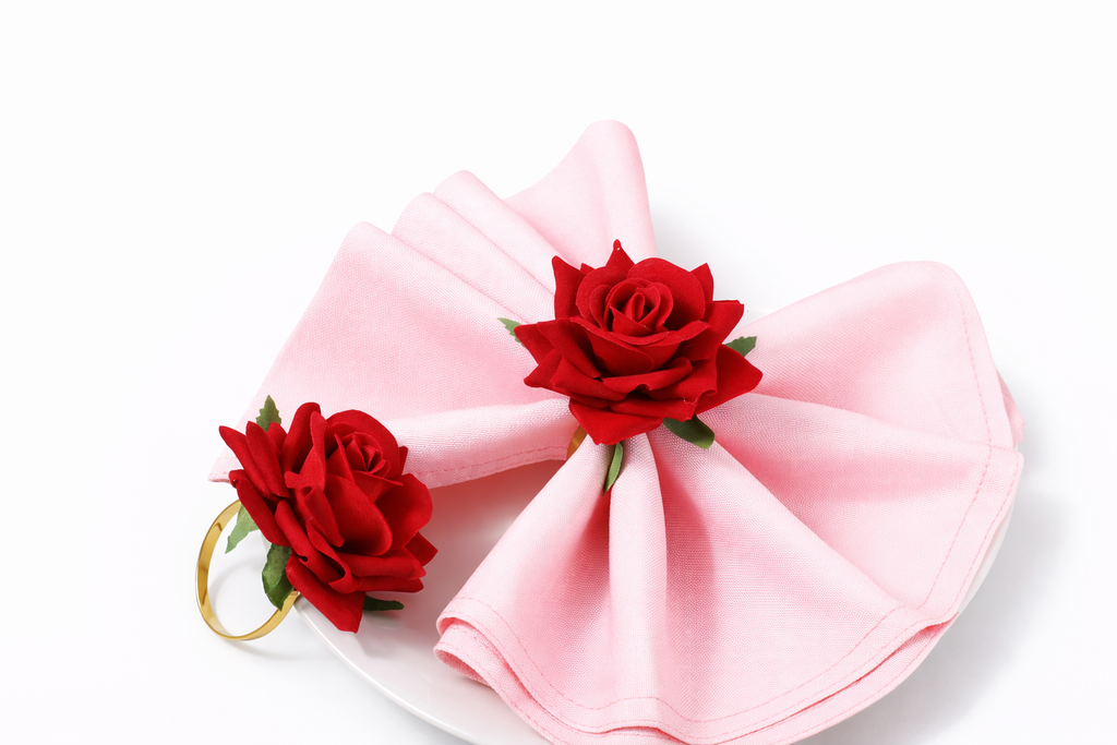 Rose Flower Metal Napkin Ring Set 8Pcs