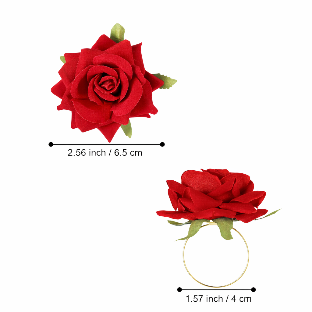 Rose Flower Metal Napkin Ring Set 8Pcs