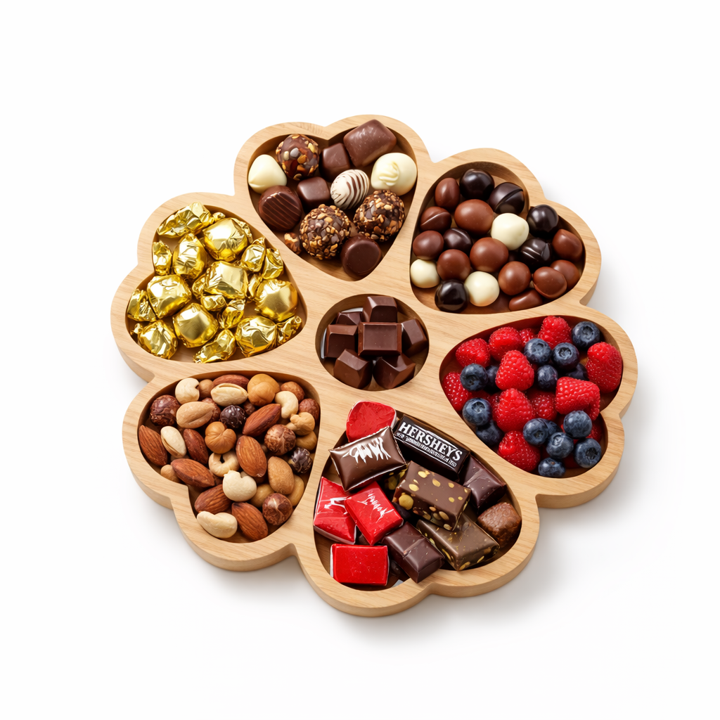 Wooden Heart Shaped Snack Tray