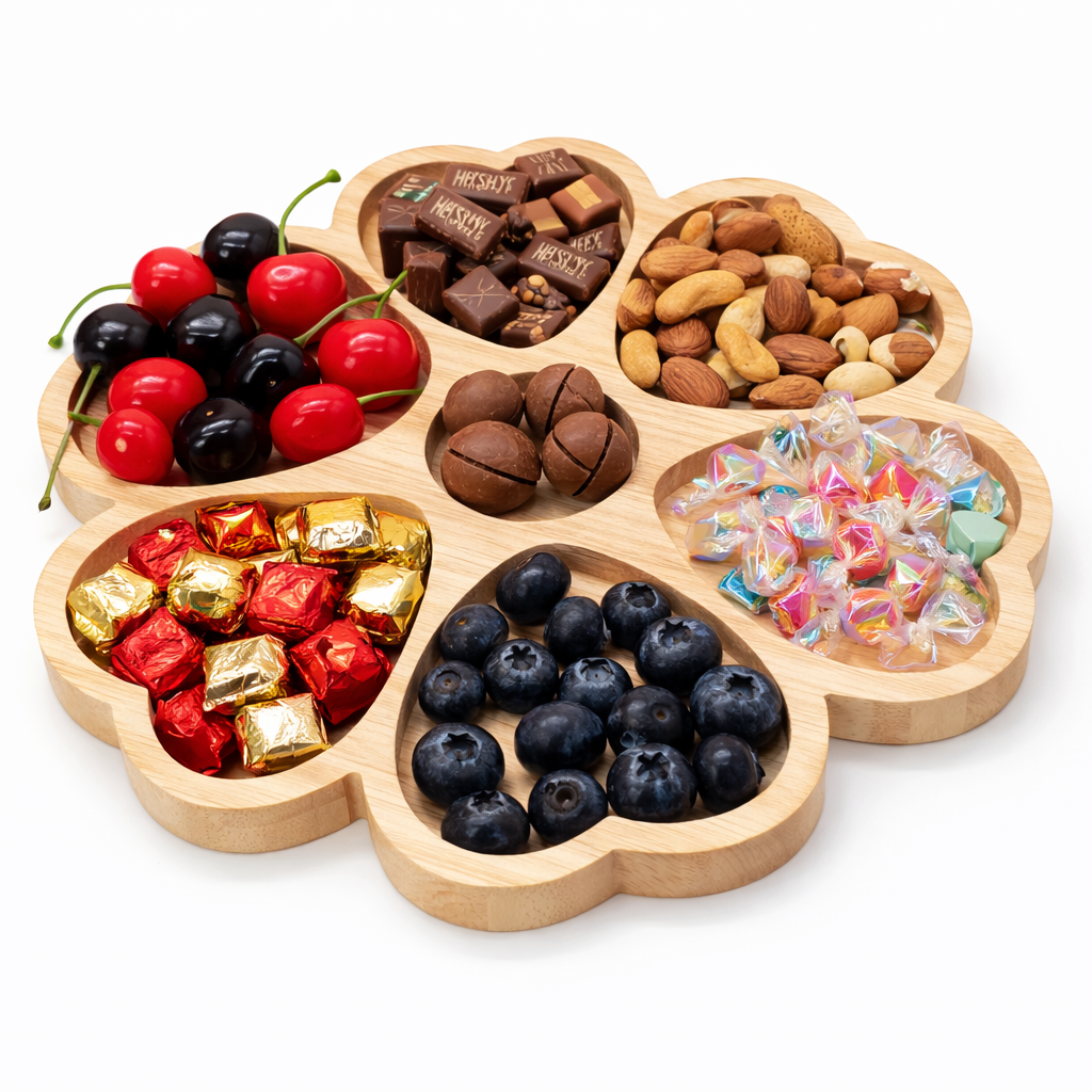 Wooden Heart Shaped Snack Tray