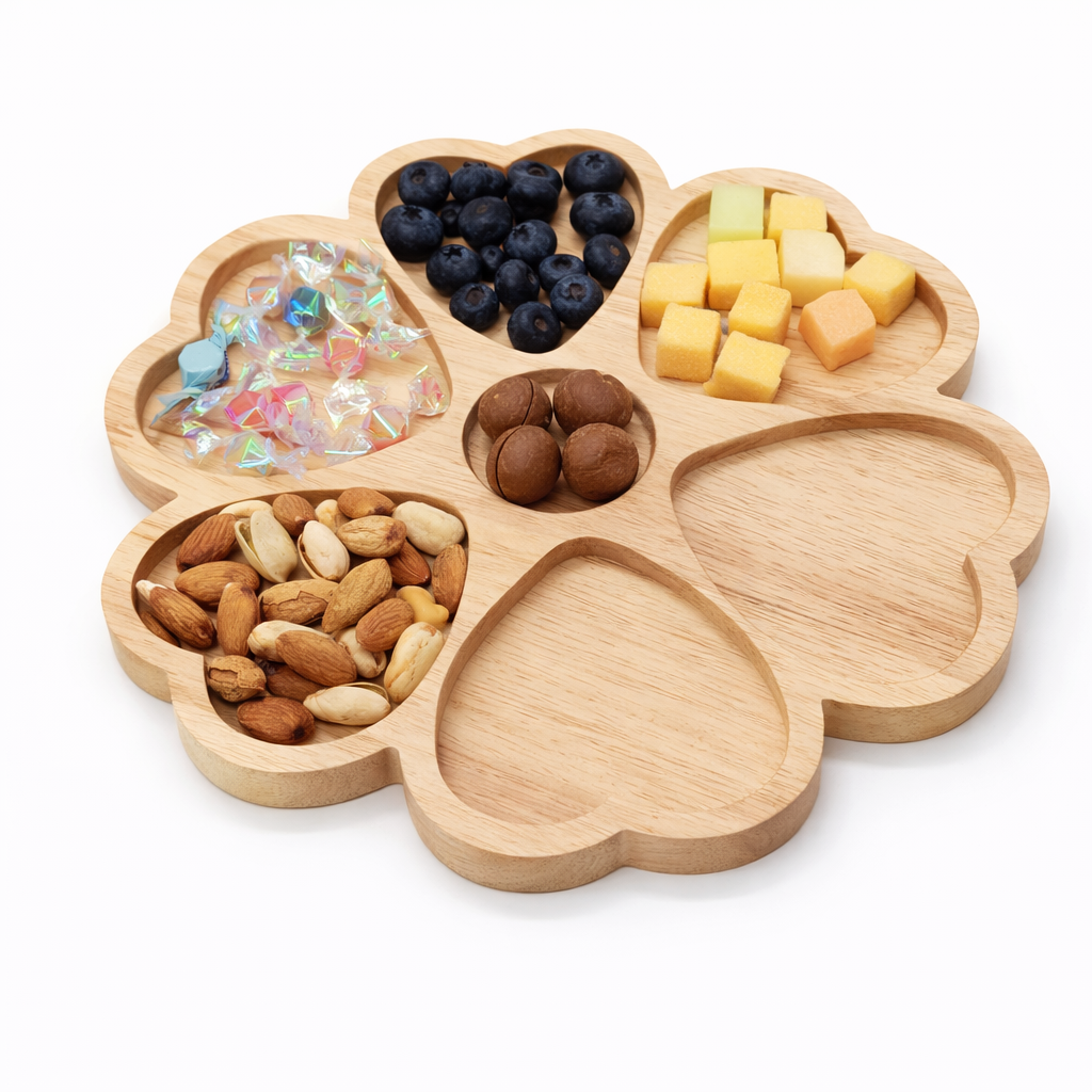 Wooden Heart Shaped Snack Tray