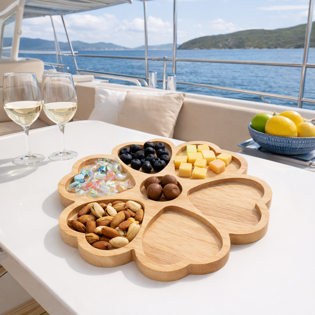 Wooden Heart Shaped Snack Tray