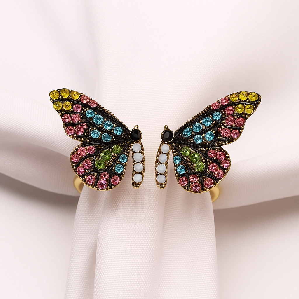 Rhinestone Butterfly Napkin Ring 6pcs
