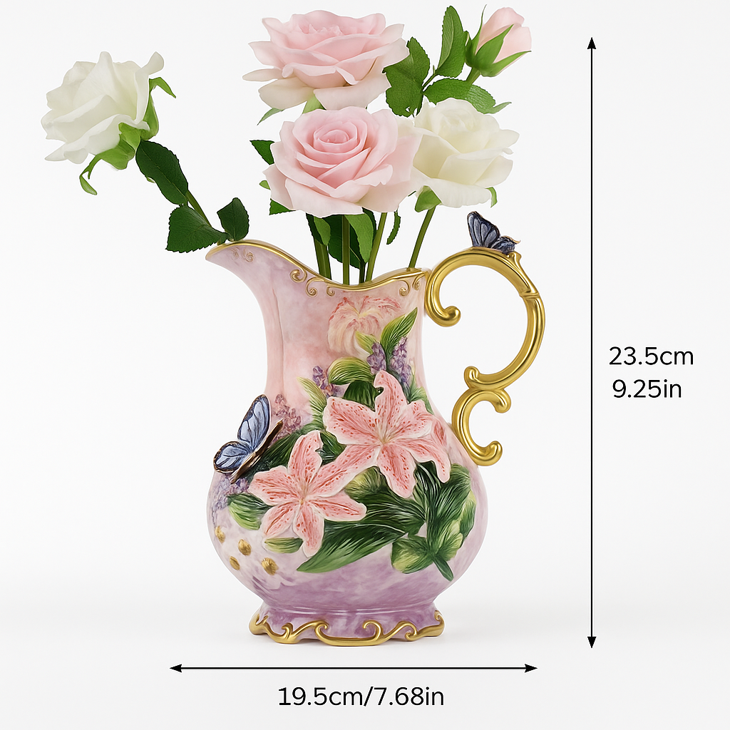 Whimsical Ceramic Water Pitcher Vase
