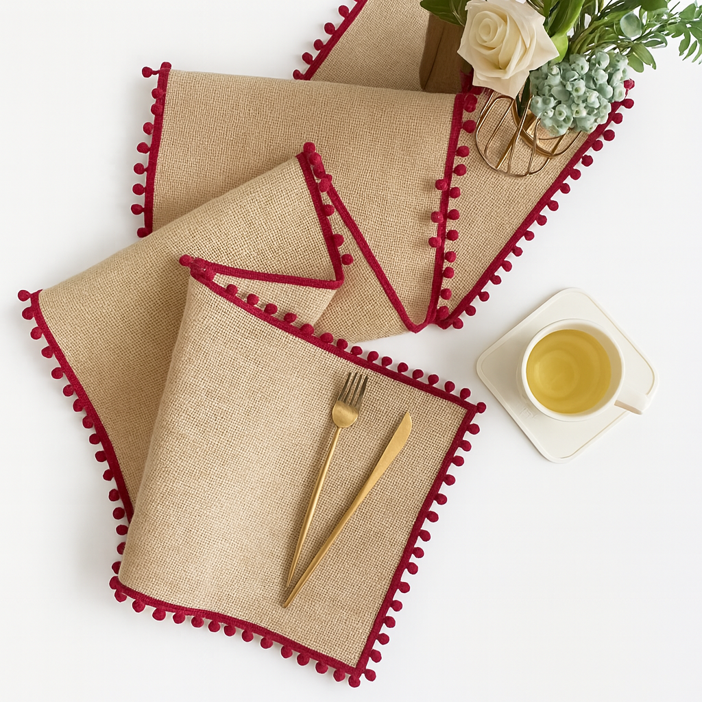 Festive Rustic Linen-Look Table Runner
