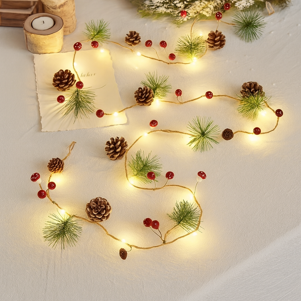 Christmas Pine Needle & Mushroom LED String Light 1Pc