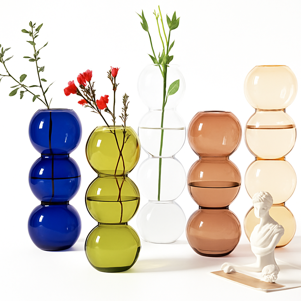 Ball Shape Glass Vase Set 2Pcs