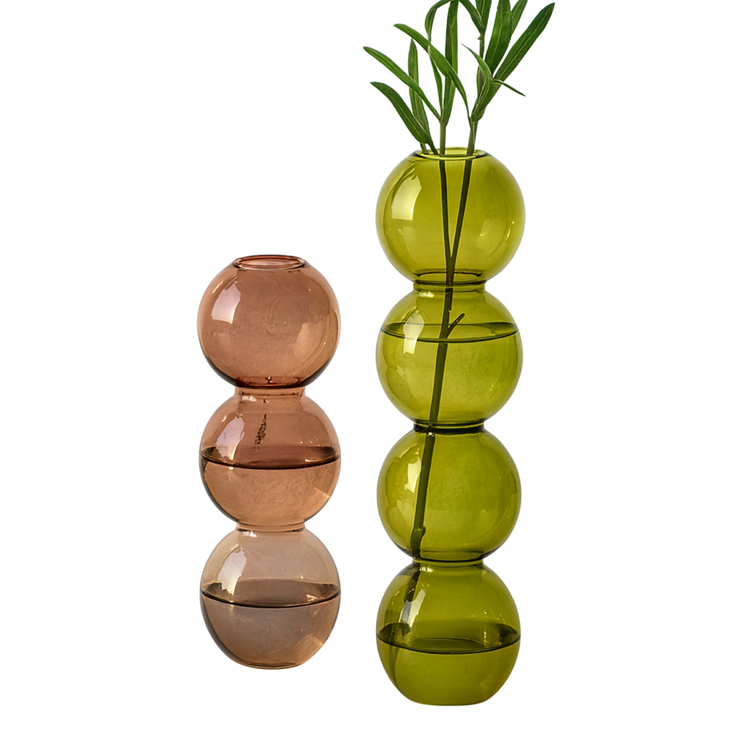 Ball Shape Glass Vase Set 2Pcs
