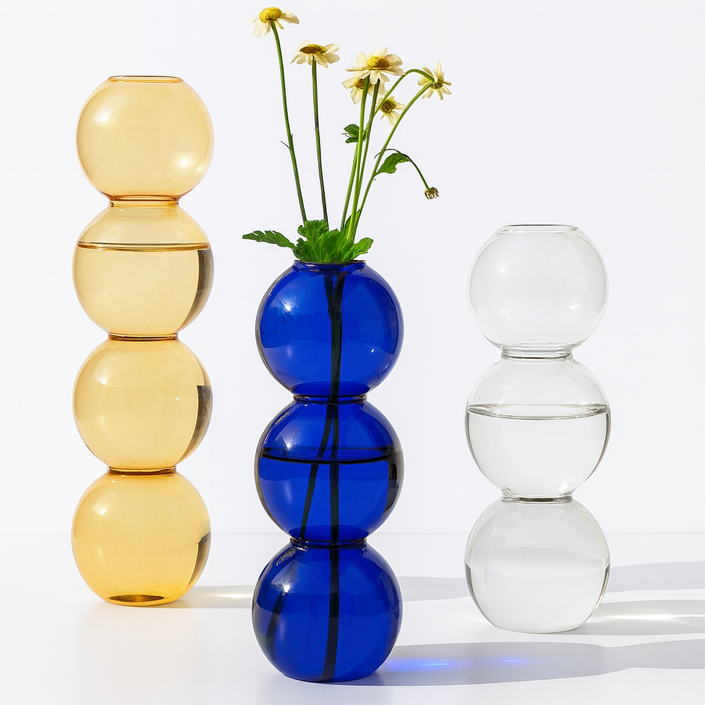 Ball Shape Glass Vase Set 2Pcs