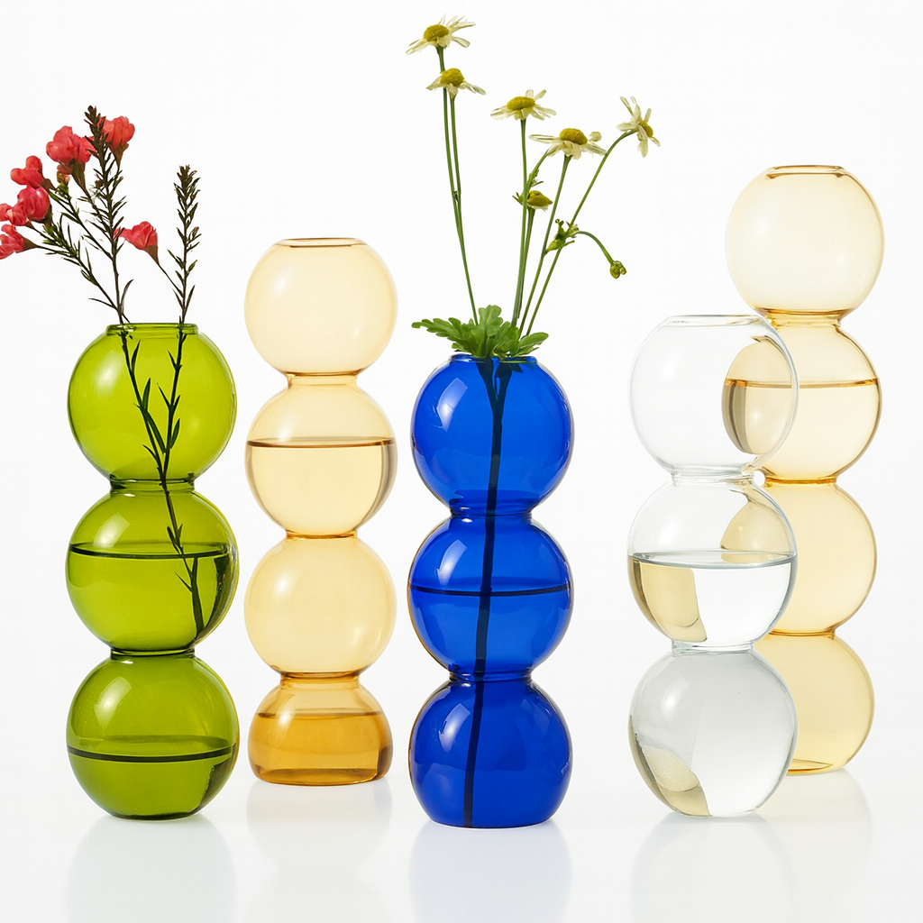 Ball Shape Glass Vase Set 2Pcs