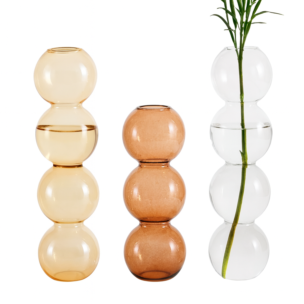 Ball Shape Glass Vase Set 2Pcs