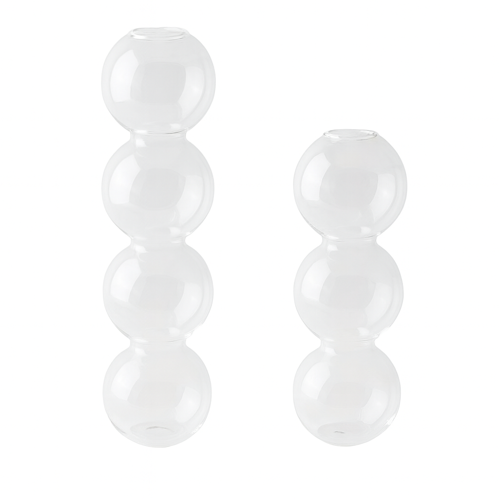 Ball Shape Glass Vase Set 2Pcs