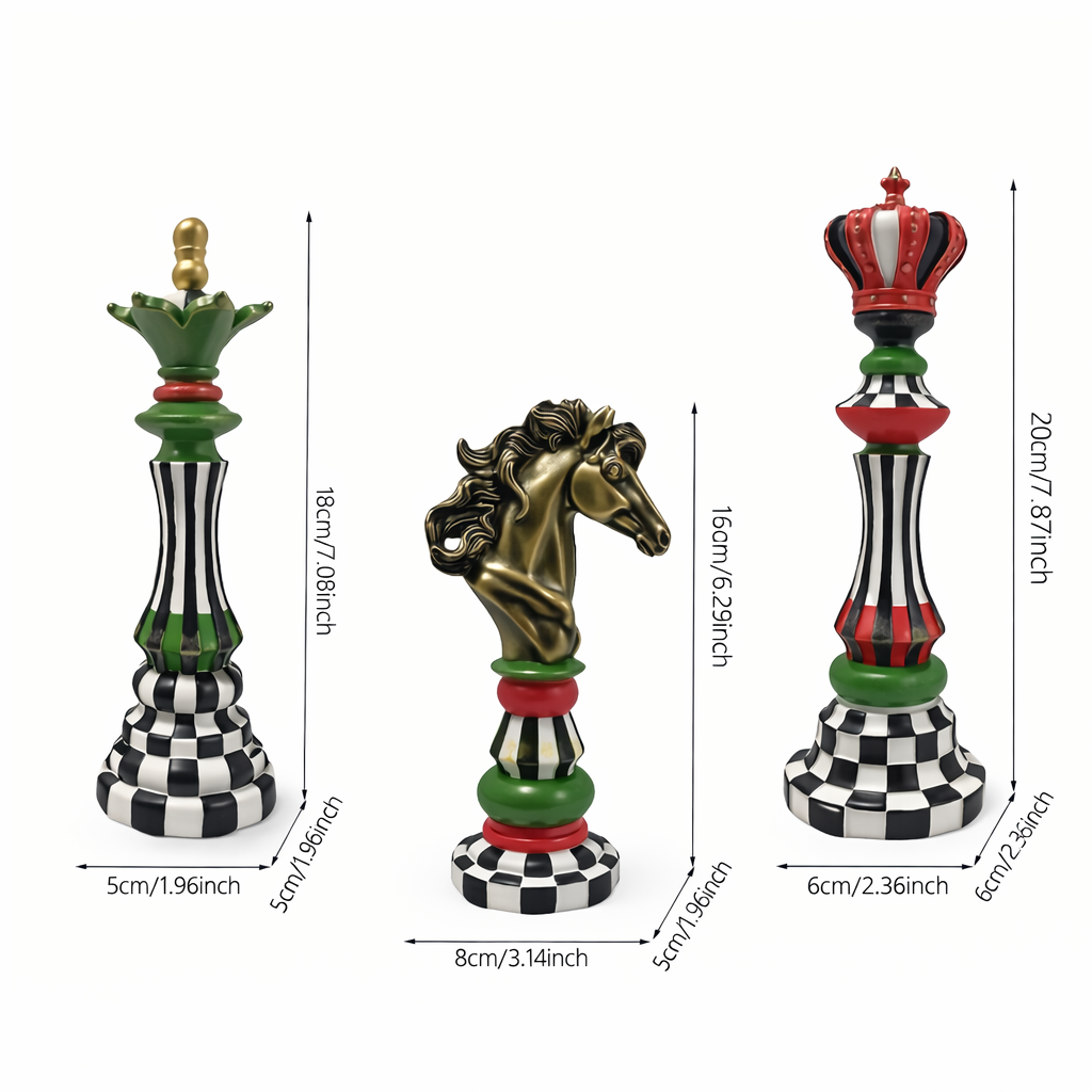 Nordic Style Chess Statue Decoration 3Pcs