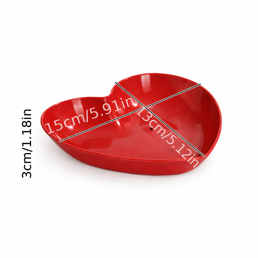 Plastic Heart-Shaped Serving Plate Set 6Pcs