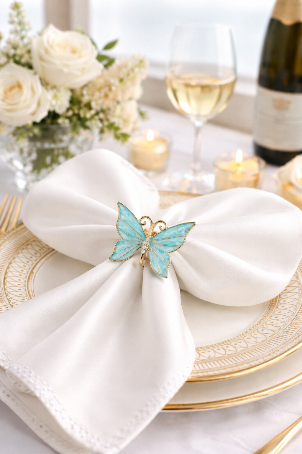 Butterfly Napkin Ring Set 8Pcs
