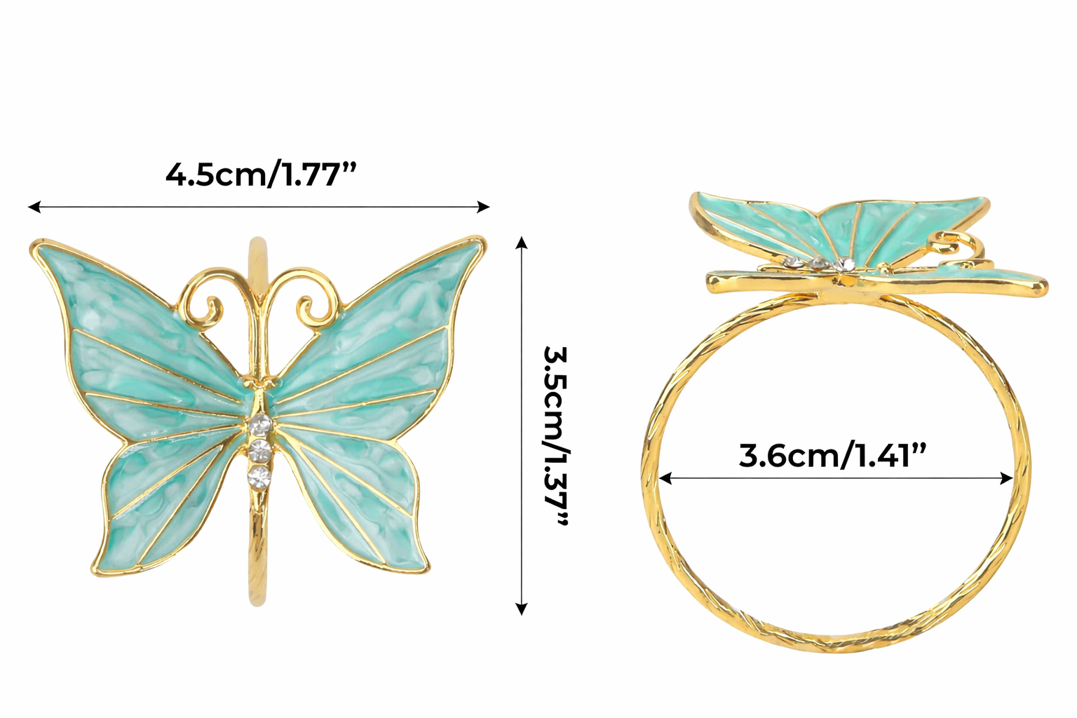 Butterfly Napkin Ring Set 8Pcs