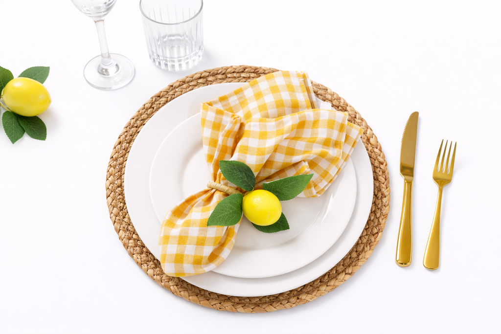 Handmade Lemon Napkin Rings Set 4Pcs