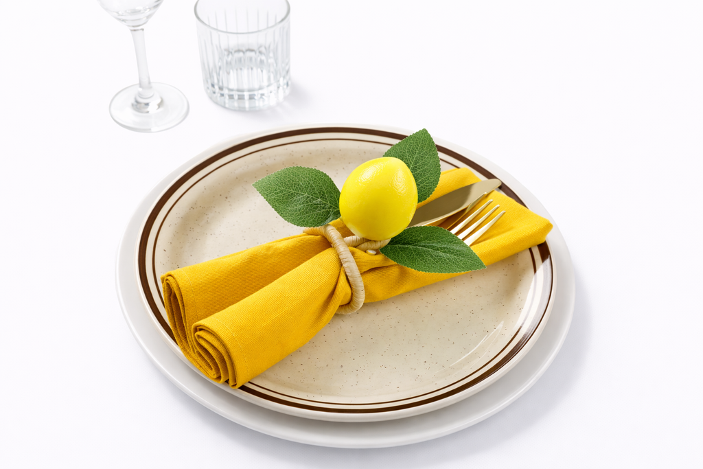 Handmade Lemon Napkin Rings Set 4Pcs