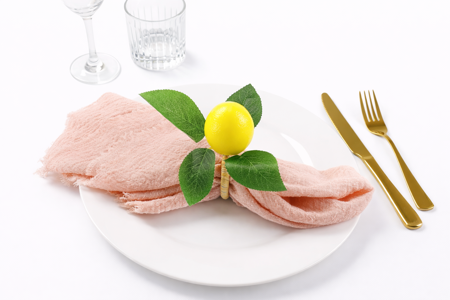 Handmade Lemon Napkin Rings Set 4Pcs