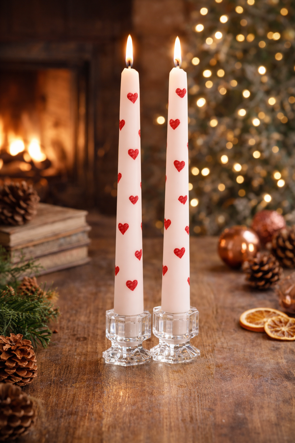 Colored Sticker-Printed Taper Candles set 2Pcs