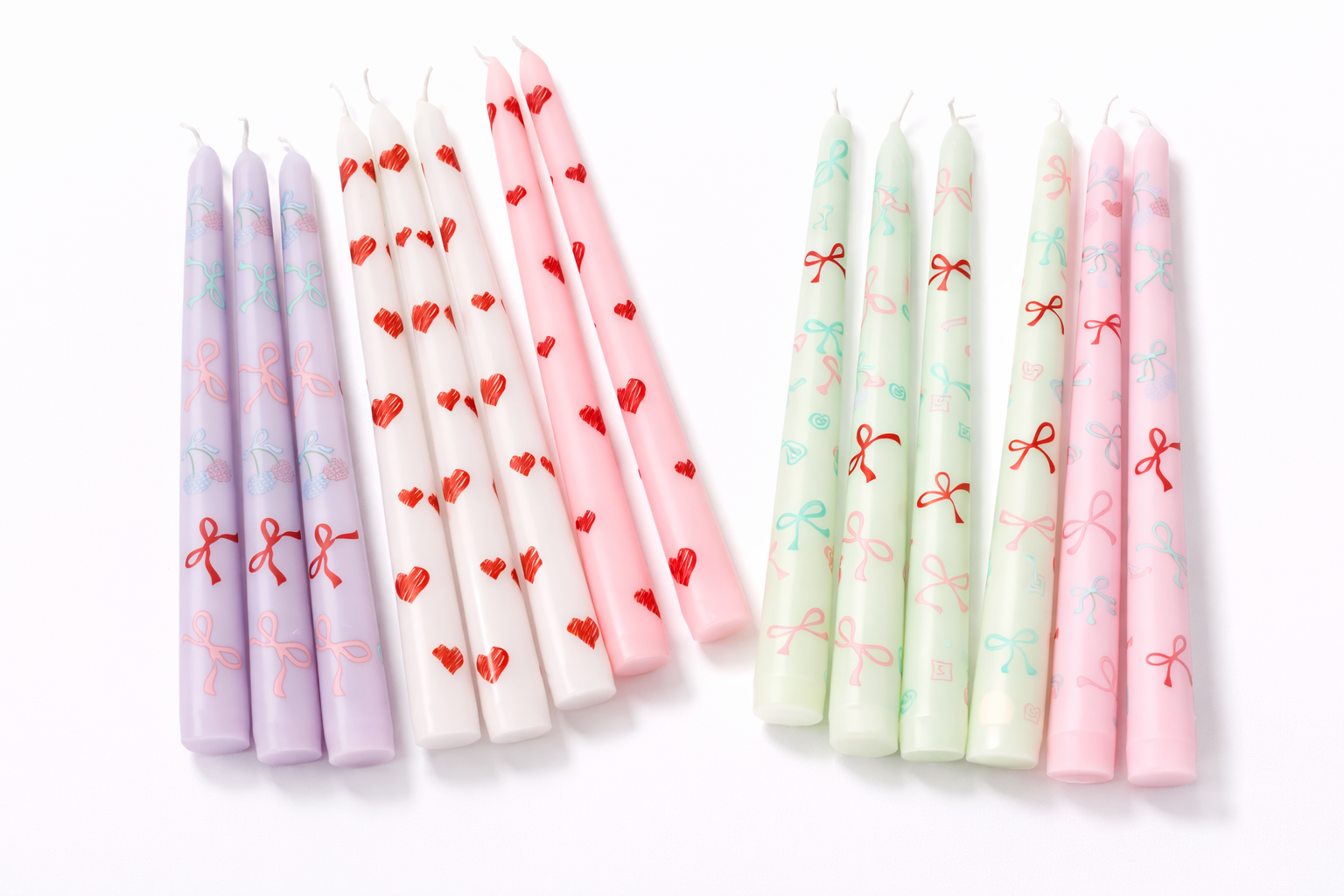 Colored Sticker-Printed Taper Candles set 2Pcs