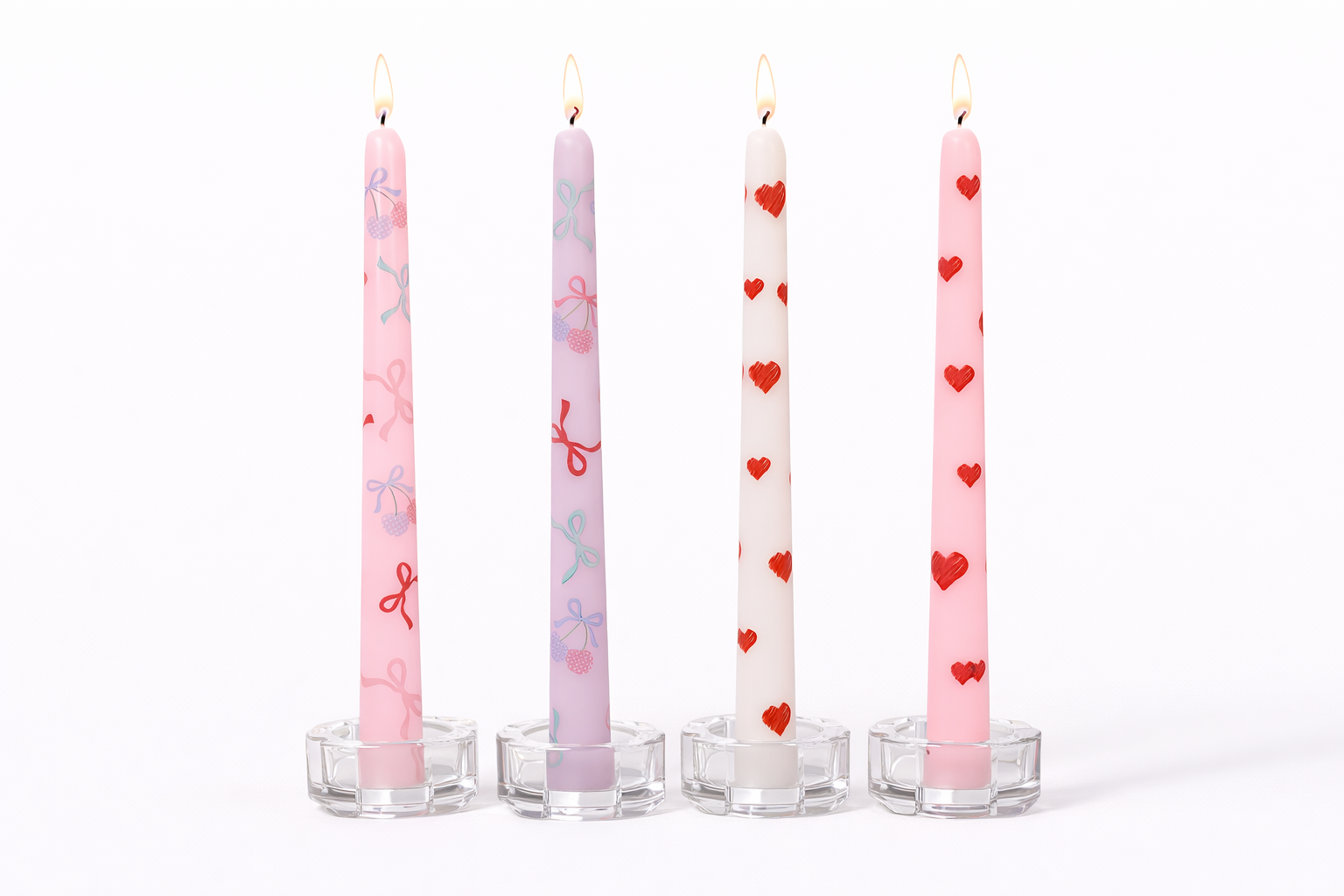 Colored Sticker-Printed Taper Candles set 2Pcs