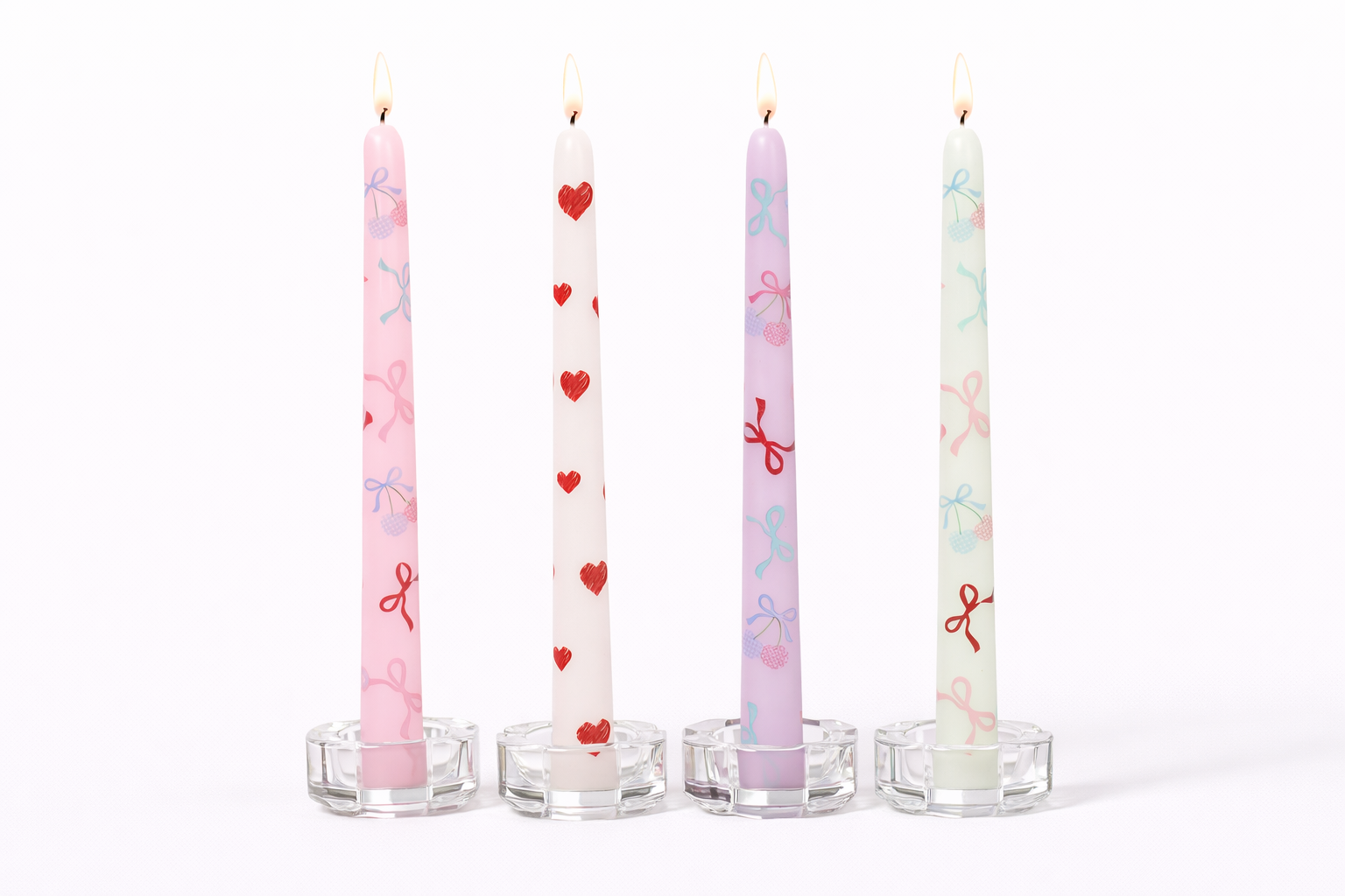 Colored Sticker-Printed Taper Candles set 2Pcs