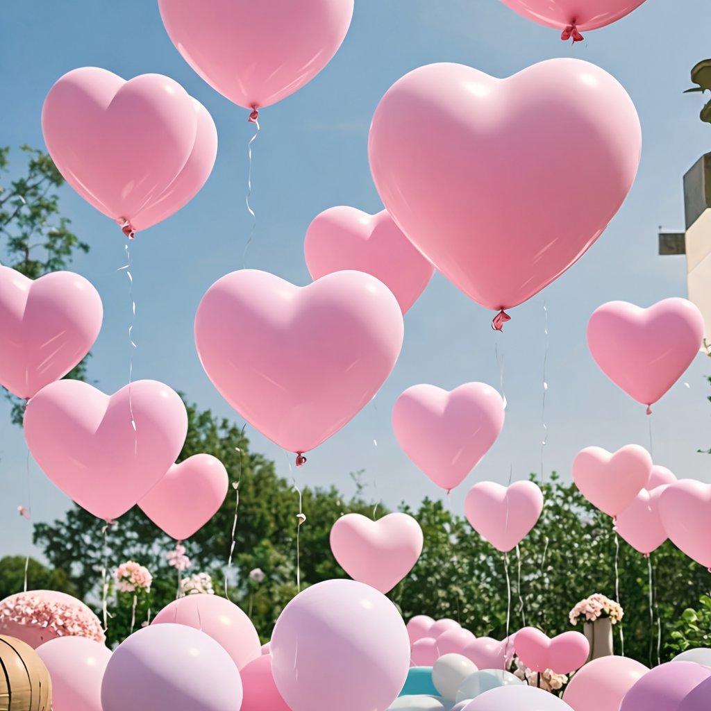 Pink Heart-Shaped Latex Balloons 30Pcs