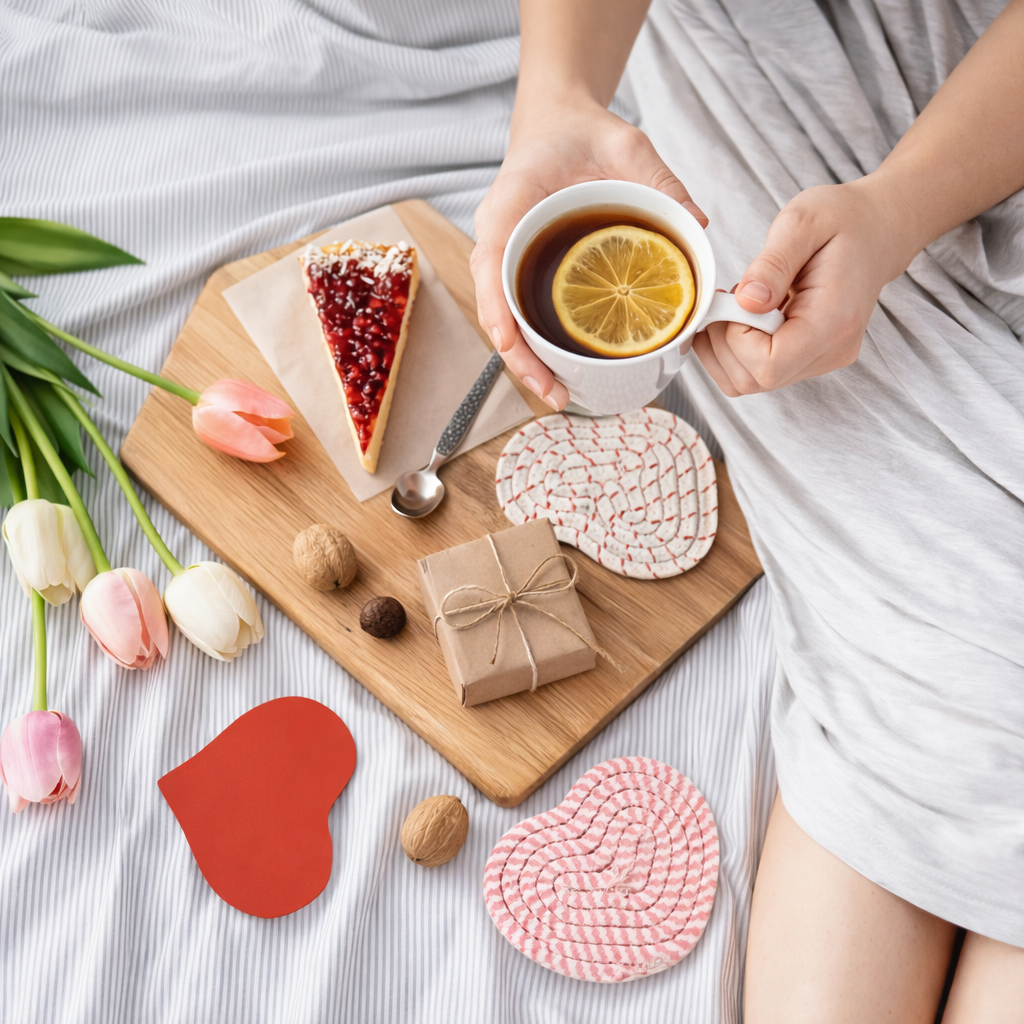 Heart-shaped Hand-woven Coasters 4Pcs