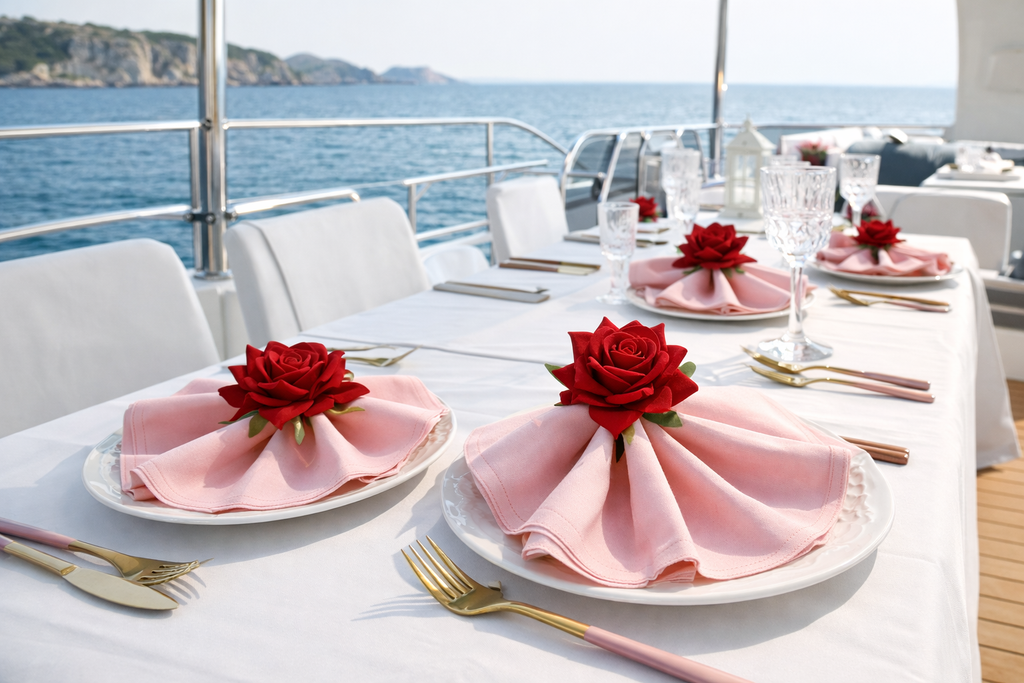 Rose Flower Metal Napkin Ring Set 8Pcs