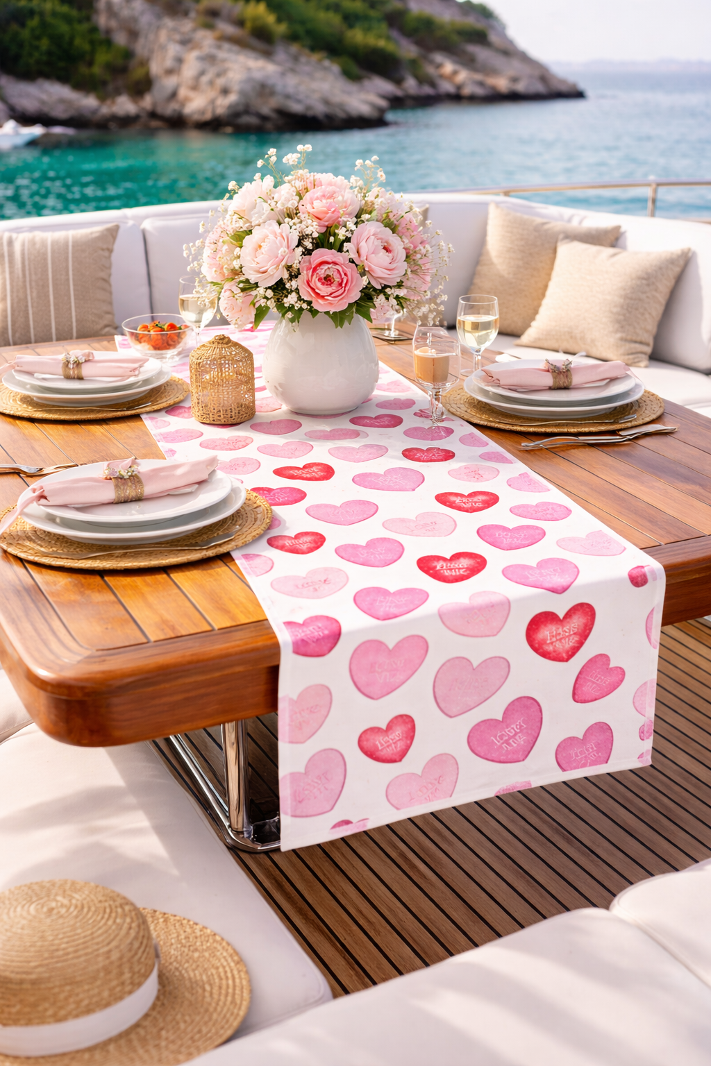 Love Heart Valentine's Day Table Runner