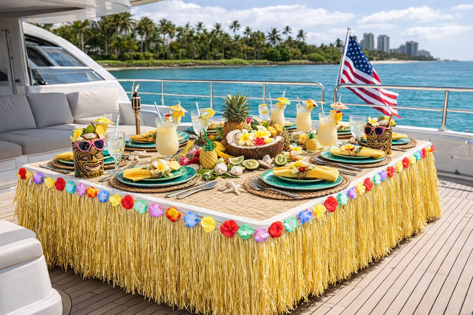 Natural Hawaiian Grass Table Skirts 2-Pack