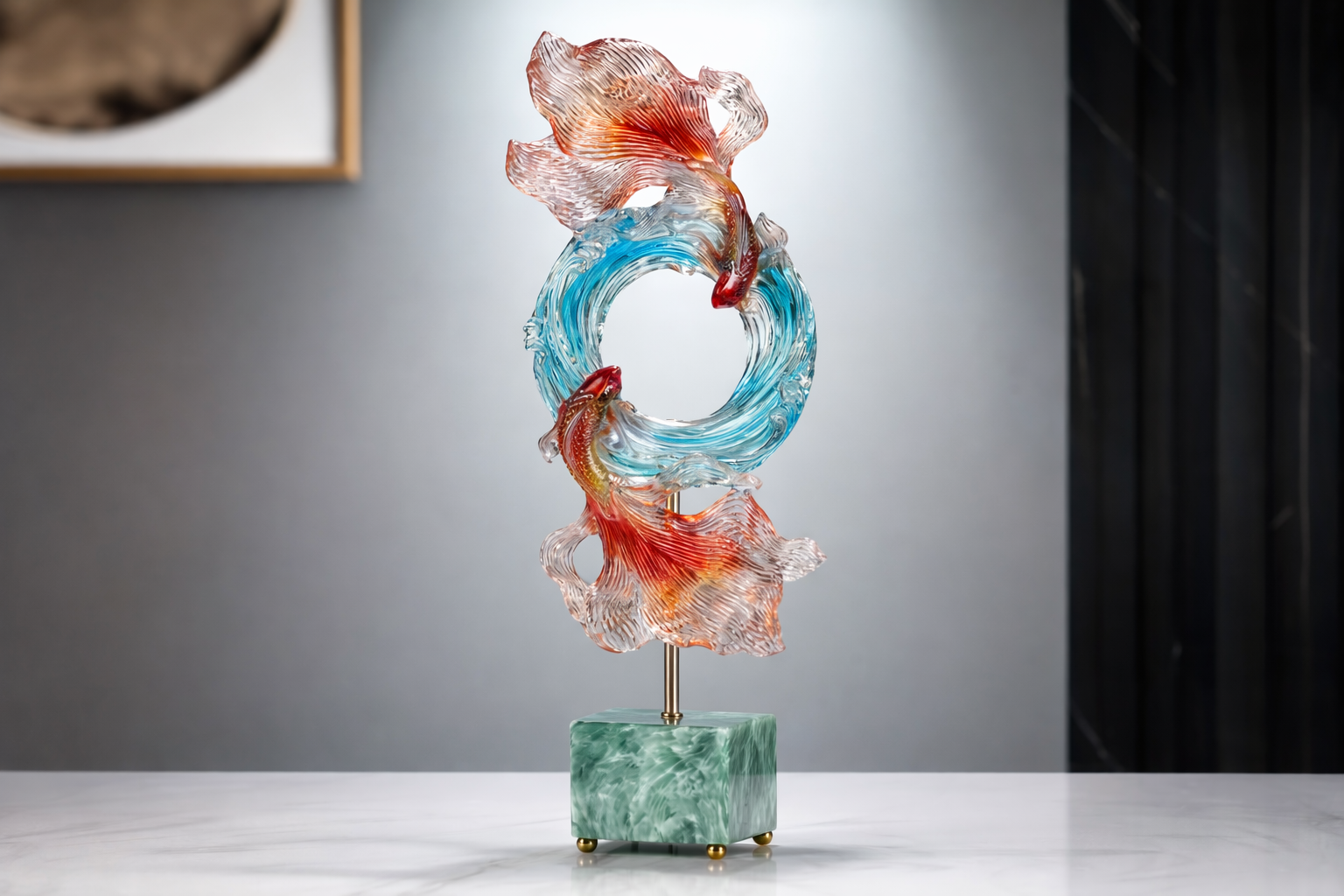Colorful Koi Fish Sculpture