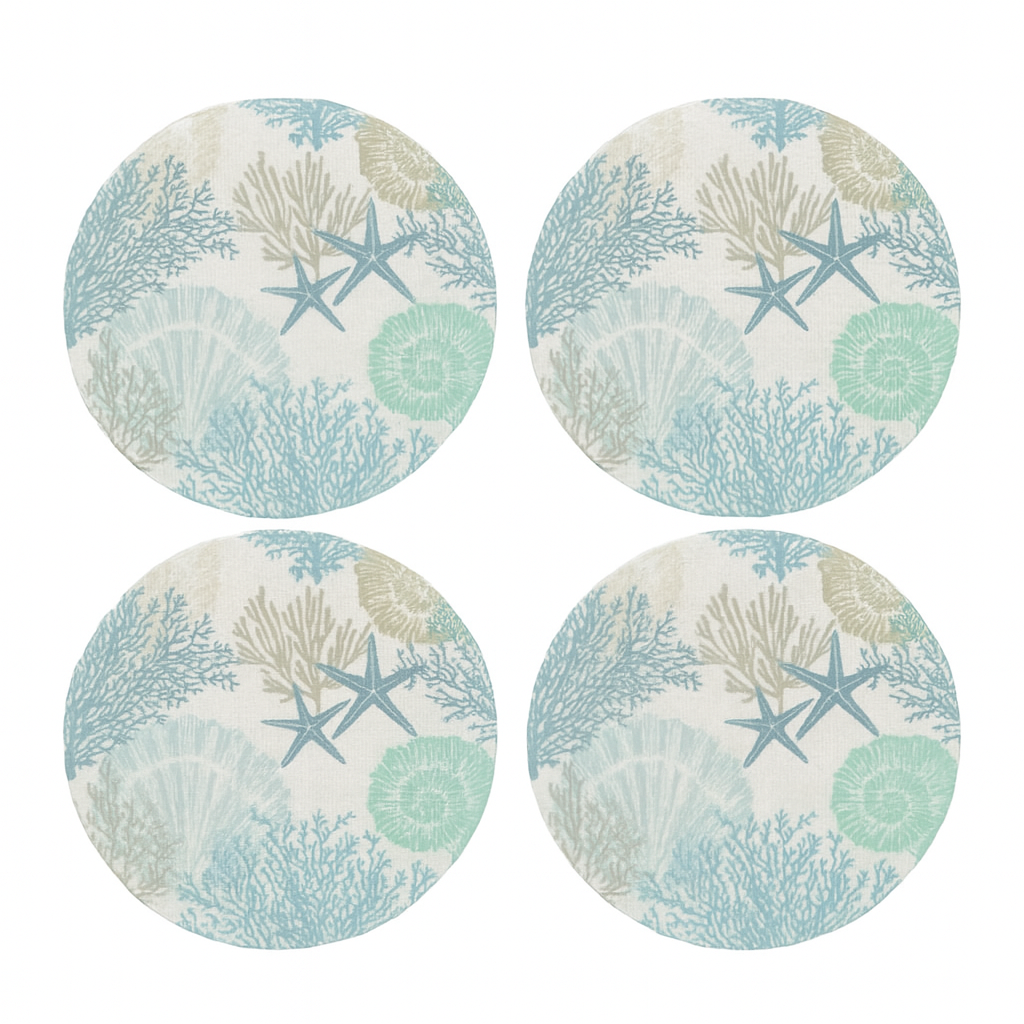 Marine Round Wooden Coasters 4Pcs