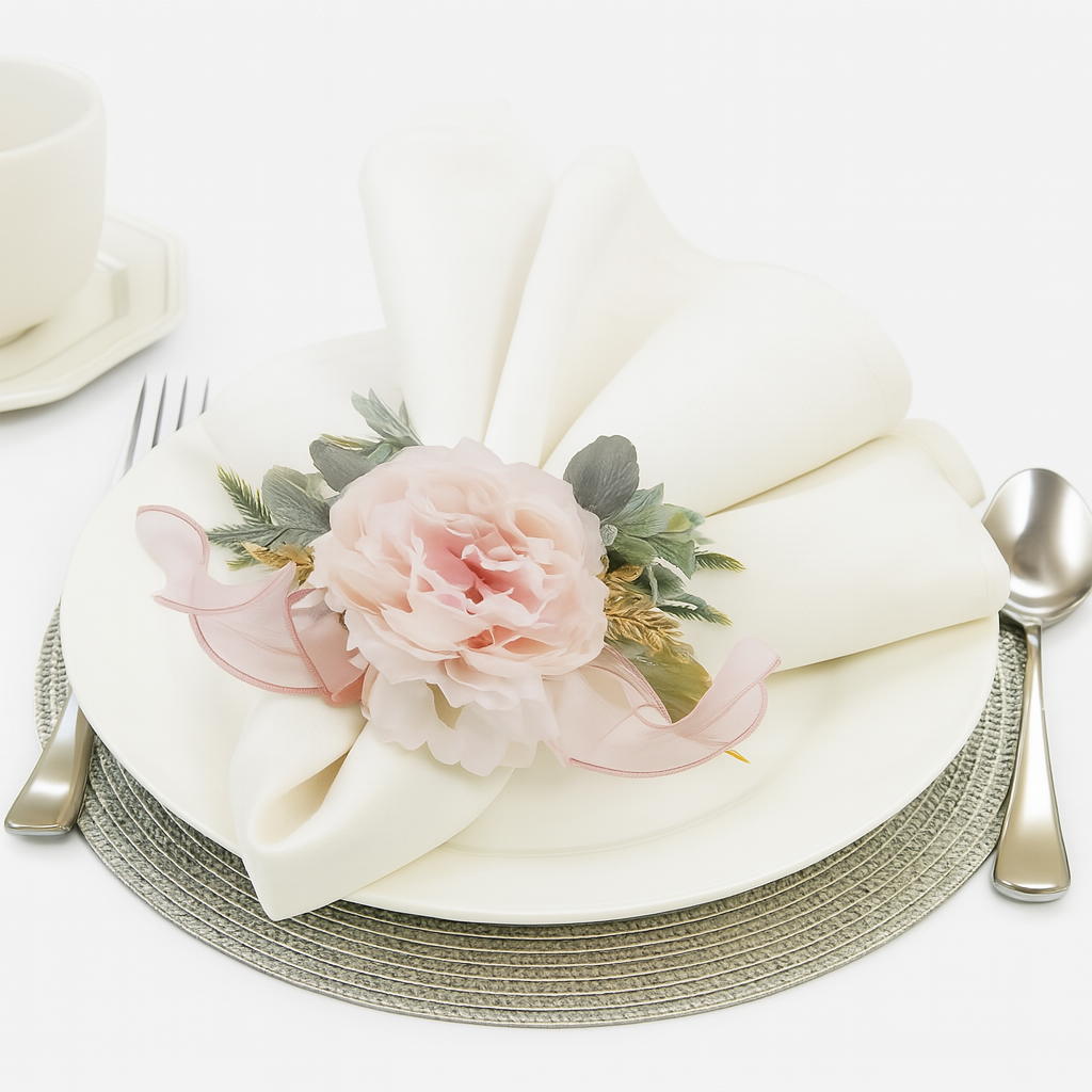 Rose Flower Napkin Ring Set of 4