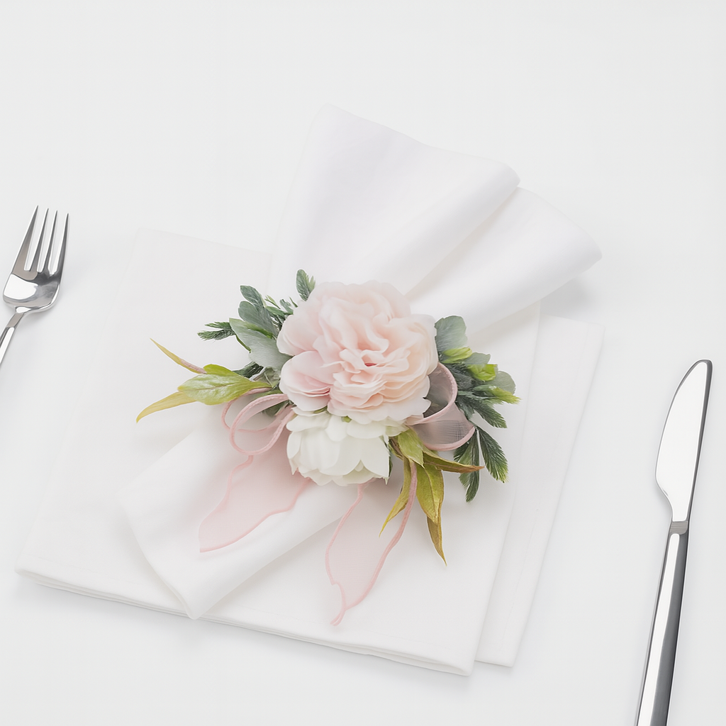 Rose Flower Napkin Ring Set of 4